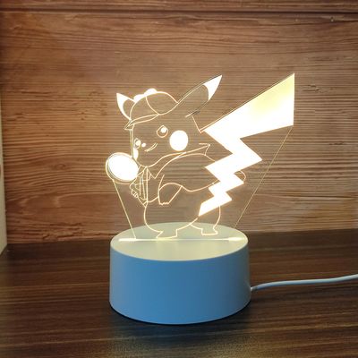 Baokemeng Pikachu 3D Night Light LED Creative Product Pet Elf Gift Bedside Table Lamp Magic Baby