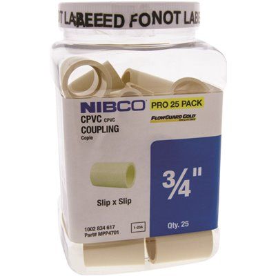 NIBCO 3/4 in. CPVC CTS Socket x Socket Coupler Fitting (25-Jar)