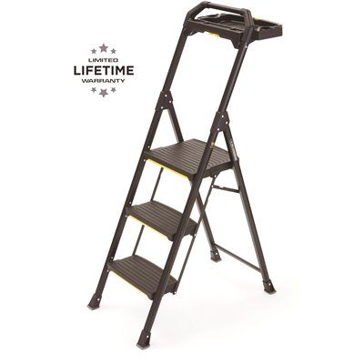 Gorilla Ladders 3-Step Pro-Grade Steel Project Ladder, 300 lbs. Load Capacity Type IA Duty Rating