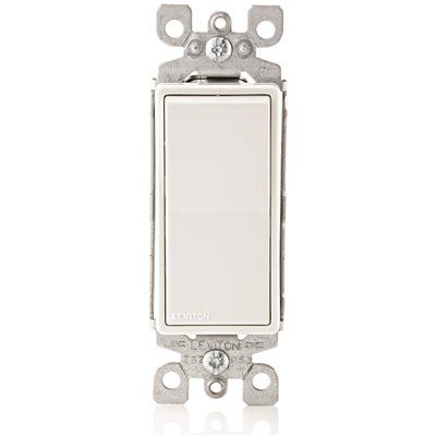 Leviton Decora 15 Amp Single Pole Rocker AC Quiet Light Switch, White (10-Pack)
