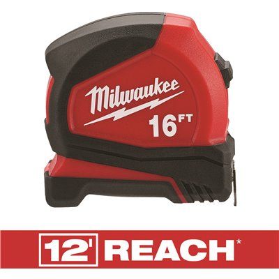 Milwaukee Compact 16 ft. SAE Tape Measure with Fractional Scale and 8 ft. Standout