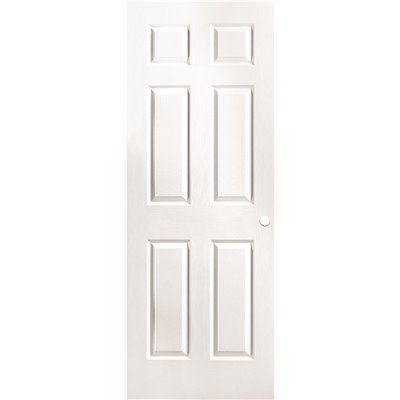 Masonite 30 in. x 80 in. Textured 6-Panel Hollow Core Primed Composite Interior Door Slab with B