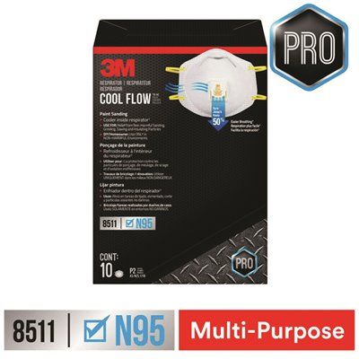 3M 8511 N95 Sanding and Fiberglass Valved Respirator (10-Pack)