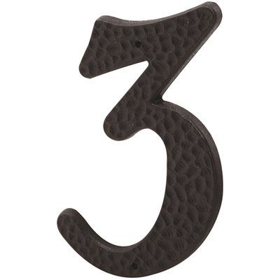 Prime-Line 3 in. House Number 3 with Nails, Black Plastic, 2 per Pack.