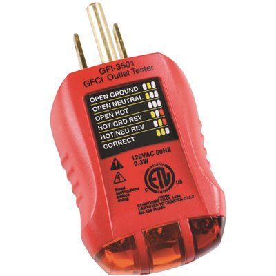 GFCI OUTLET TESTER 120 VAC
