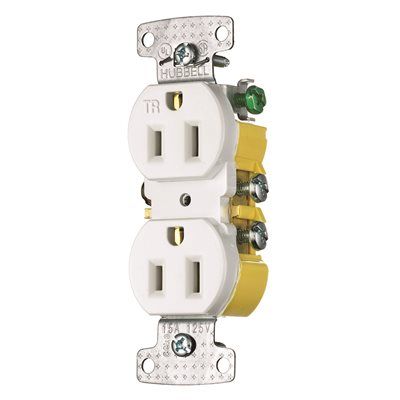 HUBBELL WIRING 15 Amp Tamper Proof Receptacle, White