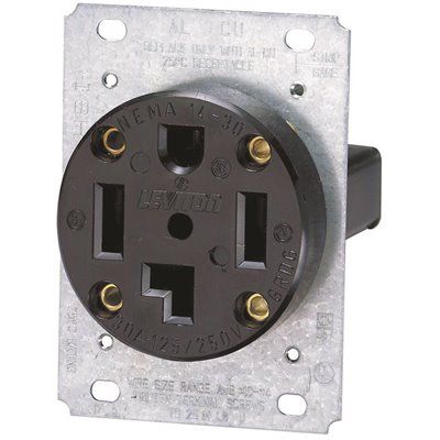 Leviton 30 Amp Industrial Flush Mount Shallow Single Outlet, Black