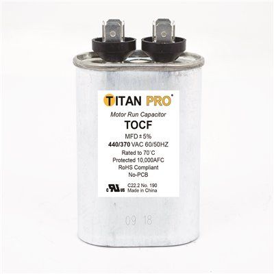 Packard TITAN PRO Run Capacitor 12.5 MFD 440/370 Volt Oval