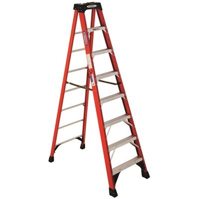 Werner 8 ft. Fiberglass Step Ladder (12 ft. Reach Height) with 300 lbs. Load Capacity Type IA Du