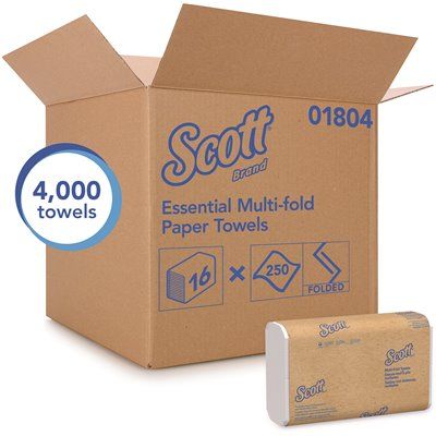SCOTT® 1-PLY MULTIFOLD PAPER TOWELS, WHITE, 9-1/4X9-2/5 IN., 16 250-COUNT PACKS PER CASE