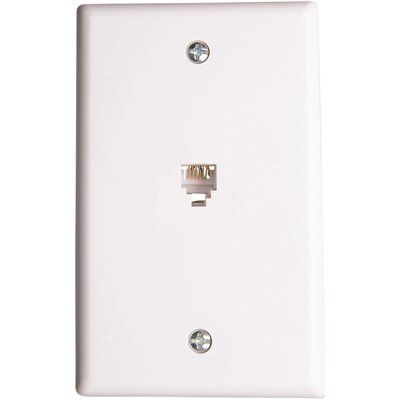 Westek 1-Gang Phone Jack Modular with Wallplate, Thermoplastic, 6 Position, 6 Conductor (10-Pack)