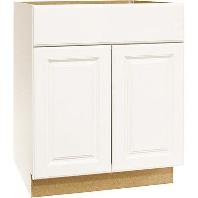 Hampton Bay Hampton Assembled 24 x 34.5 x 21 in. Bathroom Vanity Base Cabinet in Satin White