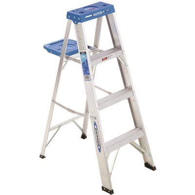 WERNER 4 ft. Aluminum Step Ladder with 250 lbs. Load Capacity Type I Duty Rating