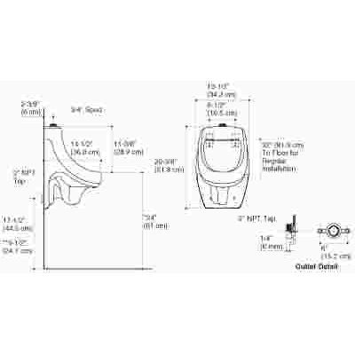 KOHLER Dexter 0.5 or 1.0 GPF Urinal in White