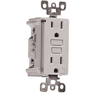 LEVITON® SMARTLOCKPRO® 2-POLE TAMPER-RESISTANT DUPLEX GFCI RECEPTACLE WITH LED, WHITE, NEMA 5-15