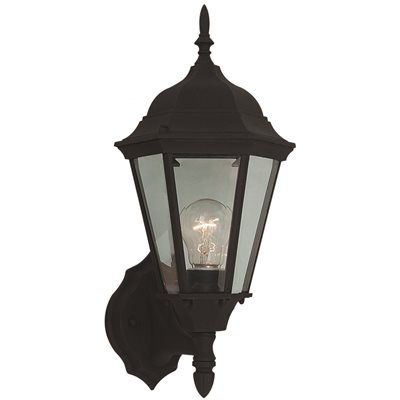 FD.Sea Gull Lighting Bakersville 1-Light Outdoor Black Wall Lantern Sconce Fixture