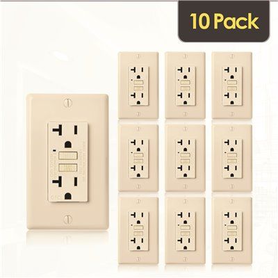 Faith 20-Amp 125-Volt GFCI Outlet, Self-Test GFI Receptacle, Duplex Outlet, Wall Plate Included,