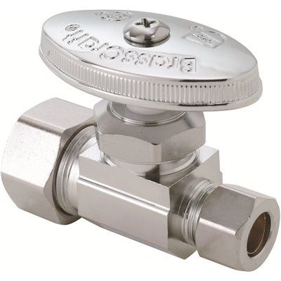 STRAIGHT STOP, 1/2 IN. NOM COMP X 3/8 IN. OD, CHROME, LEAD FREE