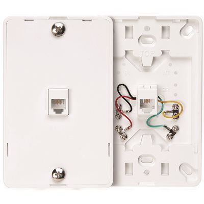 Leviton 6-Position 4-Conductors Screw Terminals Telephone Wall Jack In White