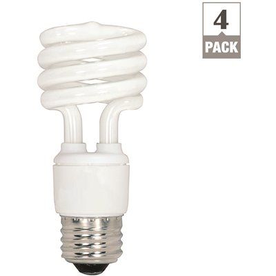 SATCO 60-Watt Equivalent T2 CFL-Light Bulb, Cool White (4-Pack)