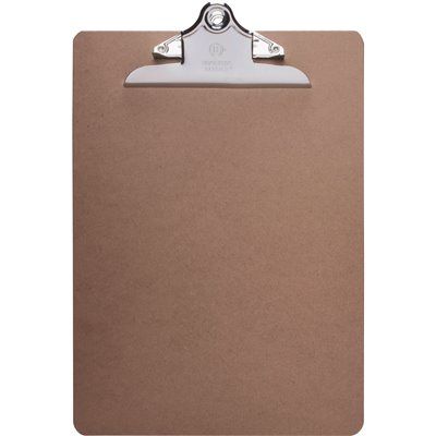 FD.Business Source 9 in. x 12-1/2 in. Hardboard Clipboard Nickel-Plated Clip, Brown