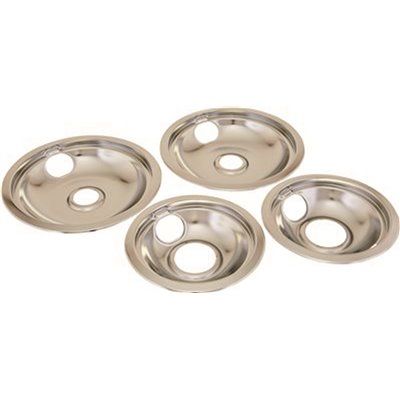ELECTRIC RANGE DRIP PAN FITS WHIRLPOOL® AND KITCHENAID® RANGES, CHROME, SET OF 4