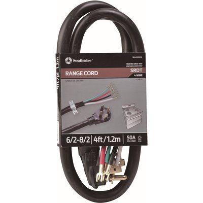 Southwire 4 ft. 6/2-8/2 Round Range Cord Black