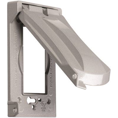 TAYMAC® METAL FLAT VERTICAL SINGLE GANG 12 IN 1 WEATHER PROOF COVER, GRAY