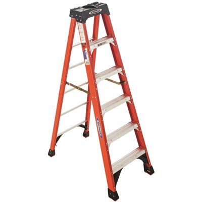 Werner 6 ft. Fiberglass Step Ladder ( 10 ft. Reach Height) with 300 lb. Load Capacity Type IA Du