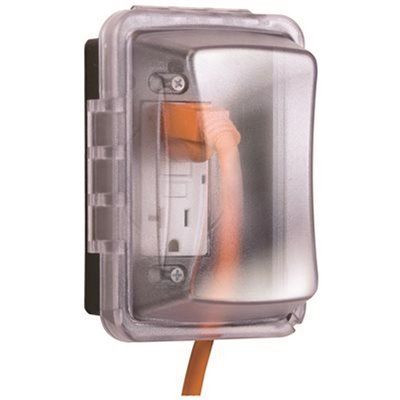 TAYMAC® NON METALLIC DEEP HORIZONTAL OR VERTICAL SINGLE GANG IN USE 16 IN 1 WEATHER PROOF COVER,