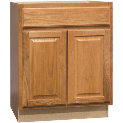Hampton Bay Hampton Assembled 24 x 34.5 x 21 in. Bathroom Vanity Base Cabinet in Medium Oak
