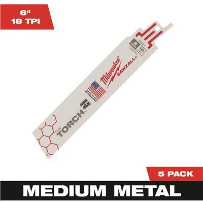 MILWAUKEE THE TORCH™ SAWZALL® BLADE 18T 6 IN., 5 PER PACK