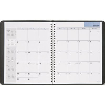 FD.AT-A-GLANCE DESK SIZE MONTHLY PLANNER, UNRULED, 6-7/8 X 8-3/4, BLACK