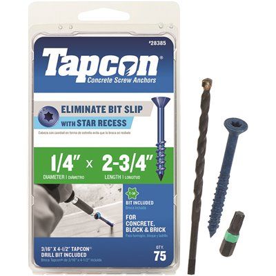 Tapcon 1/4 in. x 2-3/4 in. Star Flat-Head Concrete Anchors (75-Pack)