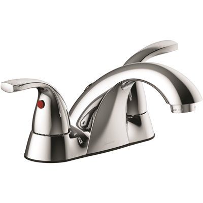 Seasons Anchor Point 4 in. Centerset Double-Handle Bathroom Faucet in Chrome, Drilled For Pop Up