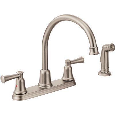 CLEVELAND FAUCET GROUP CAPSTONE HIGH ARC KITCHEN FAUCET, TWO HANDLE, WITH SPRAY, CLASSIC STAINLE