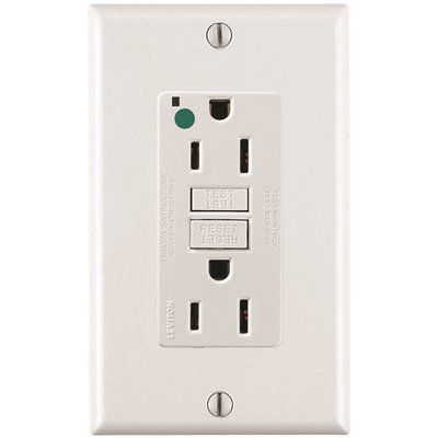 Leviton 15 Amp Self-Test SmartLockPro Hospital Grade Duplex GFCI Outlet with LED, White