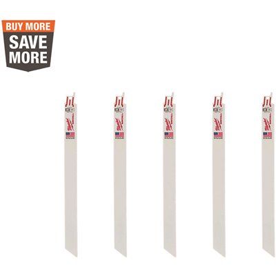 Milwaukee 12 in. 18 Teeth per Inch Medium Metal Cutting SAWZALL Reciprocating Saw Blades (5-Pack)
