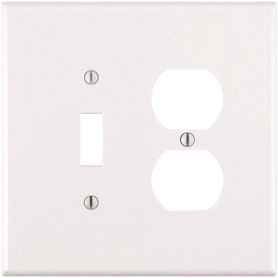 Leviton 2-Gang White 1-Toggle / 1-Duplex Outlet/Receptacle Plastic Jumbo/Oversized Wall Plate (1-Pack) 88105-00W