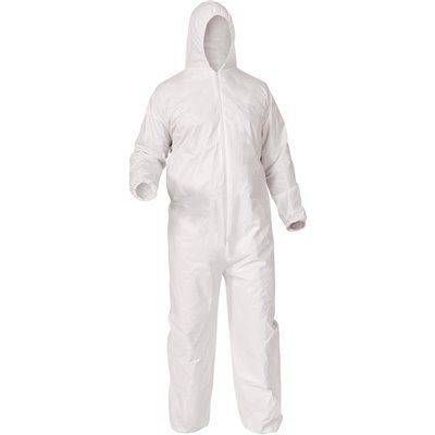 KleenGuard A35 Disposable Coveralls (38941), Liquid and Particle Protection, Hooded, White, 2XL,