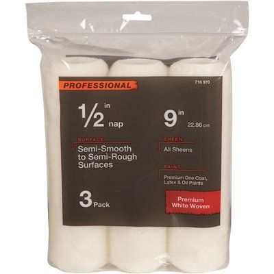 9 in. x 1/2 in. Shed Resistant White Woven Paint Roller Cover (3-Pack)
