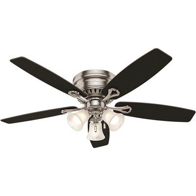 Hunter Oakhurst 52 in. LED Indoor Low Profile Brushed Nickel Ceiling Fan with Light Kit
