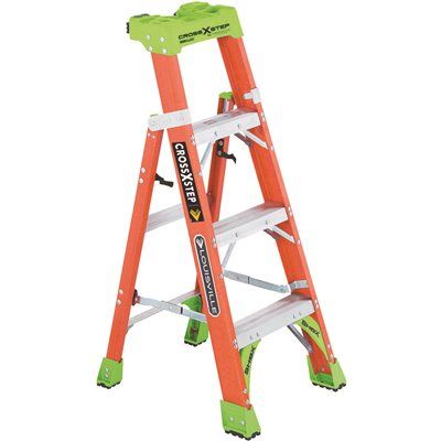 FD.Louisville Ladder 4 ft. Fiberglass Cross Step Ladder, 300 lbs. Load Capacity Type IA Duty