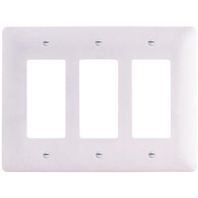 Titan3 3-Gang Decorator Rocker Plastic Wall Plate, White Textured