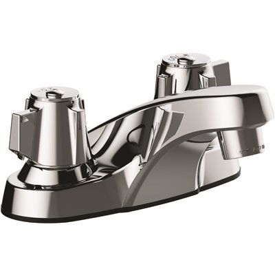 Seasons 4 in. Centerset Double-Handle Bathroom Faucet in Chrome, drilled for Pop-Up