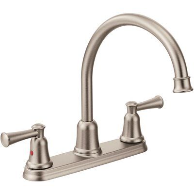 CLEVELAND FAUCET GROUP CAPSTONE KITCHEN TWO HANDLE HI ARCH SPOUT LEAD FREE STAINLESS LESS SPRAY