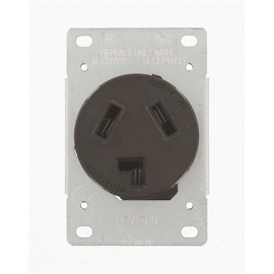 Leviton 30 Amp 125-Volt/250-Volt Shallow Single Flush Mounted Outlet, Black