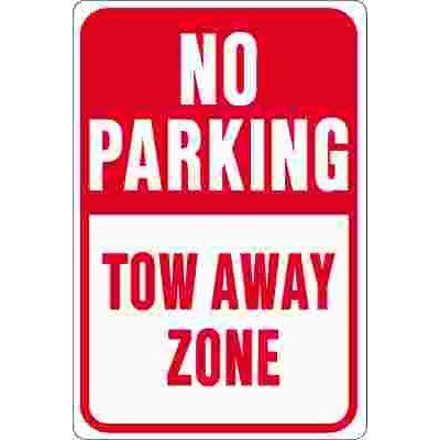 NO PARKING TOW AWAY ZONE SIGN, 12 IN. X 18 IN., .032 STANDARD ALUMINUM, 1 PER PACK