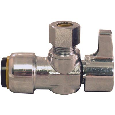 Tectite 1/2 in. Chrome-Plated Brass Push-to-Connect x 3/8 in. Compression Quarter-Turn Angle Sto