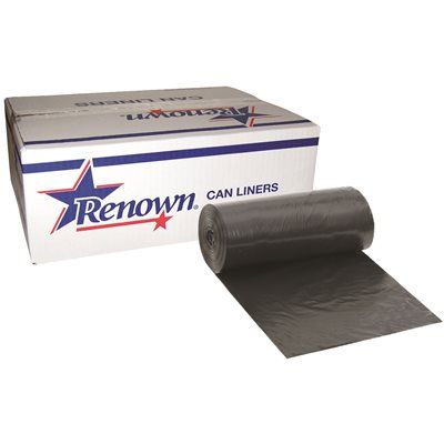 RENOWN® CAN LINER 30X36 25GL 0.5MIL BLACK 25/RL 10RL/CS